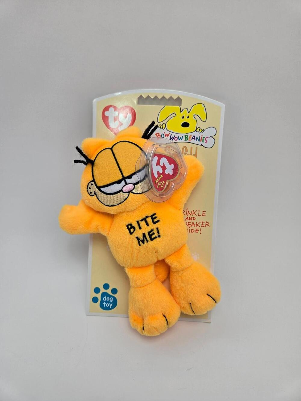 Ty Bow Wow Beanie Garfield Bite Me - Dog Toy Turned to Collectors Item! (5 inch)